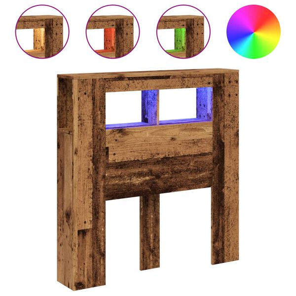vidaXL LED Headboard Old Wood 100x18.5x103.5 cm Engineered Wood