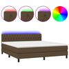 vidaXL Box Spring Bed with Mattress&LED Dark Brown 180x200cm Fabric