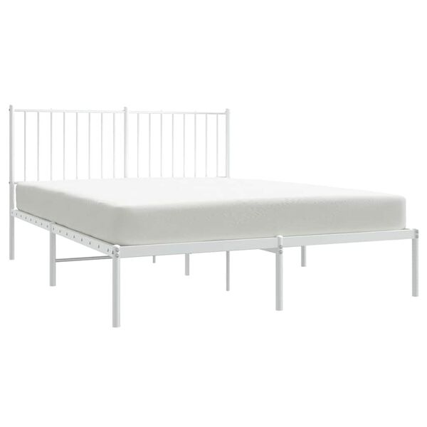 vidaXL Metal Bed Frame without Mattress with Headboard White 140x200cm