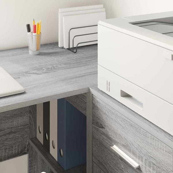 vidaXL Corner Desk with Drawer Grey Sonoma 102 x 88 x 75 cm