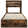 vidaXL Storage Bed with Drawer Smoked Oak 90 x 200 cm Engineered Wood