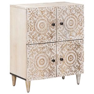 vidaXL Sideboard with Storage White 60 x 33.5 x 75 cm Solid Mango Wood