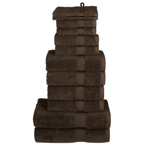 vidaXL 12 Piece Premium Towel Set SOLUND Brown 600 gsm