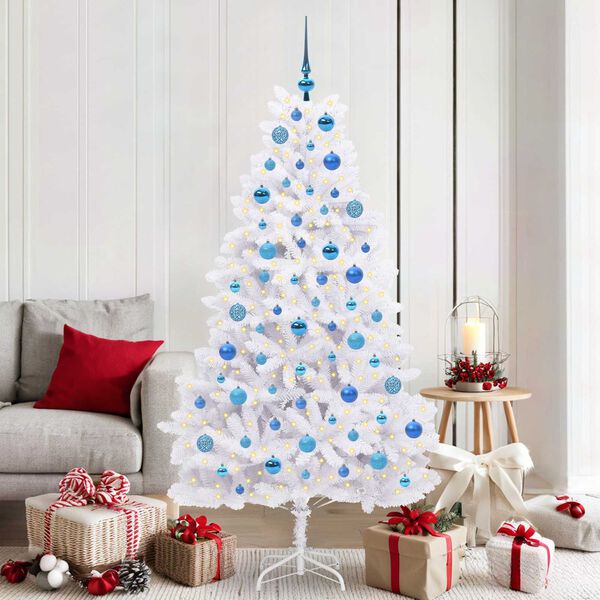 vidaXL Artificial Hinged Christmas Tree White 180 cm PVC and Steel
