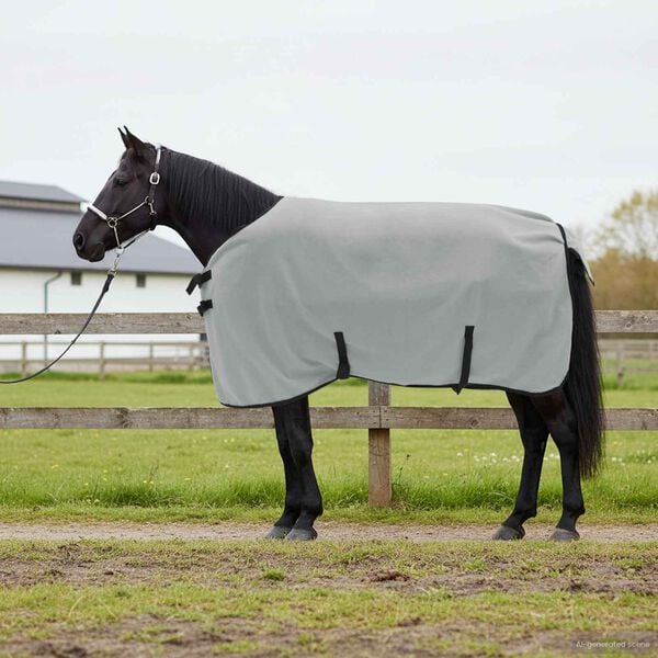 vidaXL Horse Blanket Full Light Grey and Pink 75 cm Polyester