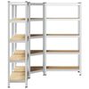 vidaXL 3 Piece 5-Layer Shelves Set Silver Steel&Engineered Wood