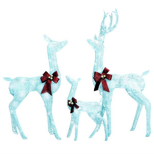 vidaXL Reindeer Family Christmas Decoration White and Silver 201 LEDs