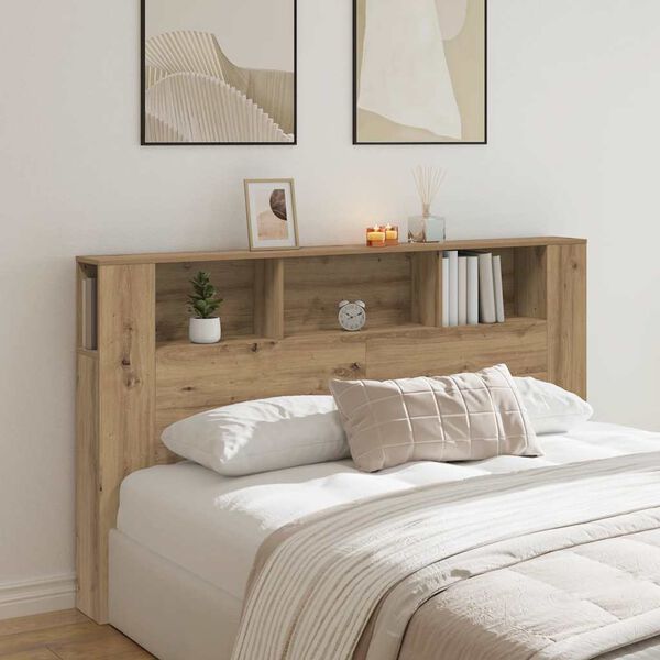 vidaXL Headboard Cabinet Artisian Oak 180x18.5x102.5 cm Engineered Wood