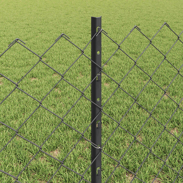 vidaXL Fence with Post Grey 0.6 x 10 m Steel and PVC