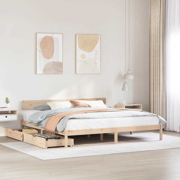 vidaXL Bed Frame without Mattress 180x200 cm Super King Solid Wood Pine