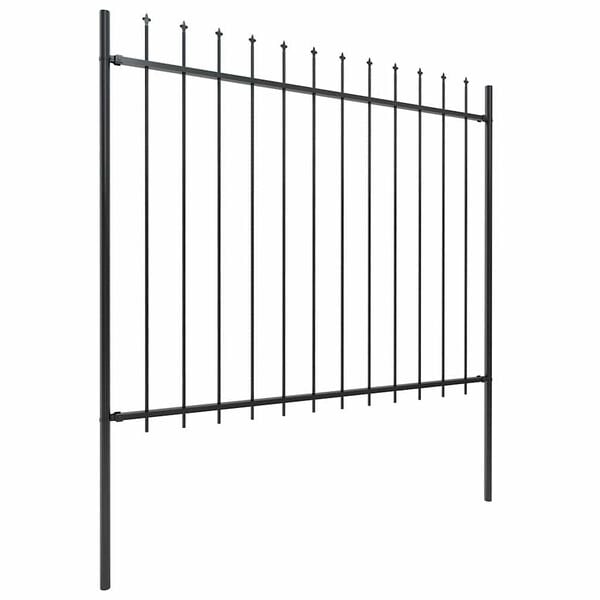 vidaXL Garden Fence with Spear Top Steel 1070x150 cm Black
