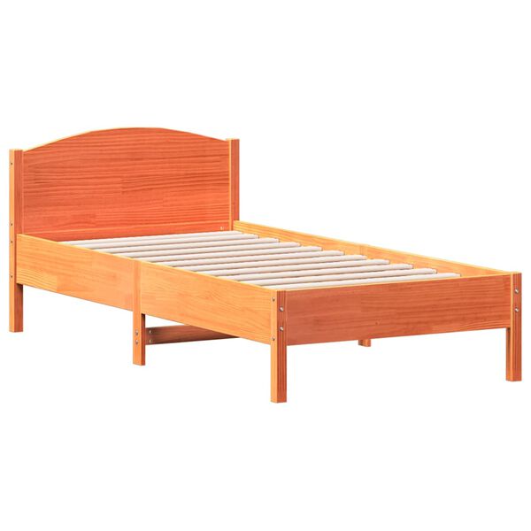 vidaXL Bed Frame without Mattress Wax Brown 75x190 cm Small Single Solid Wood Pine