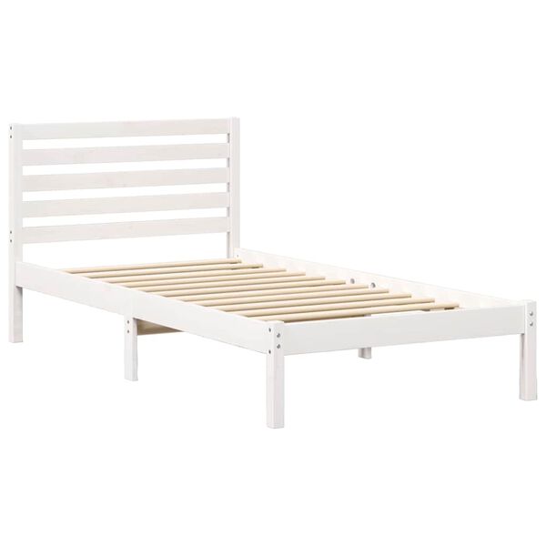vidaXL Bed Frame with Headboard White 75 x 190 cm Solid Pine Wood