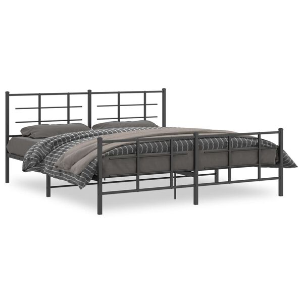 vidaXL Metal Bed Frame without Mattress with Footboard Black 183x213cm