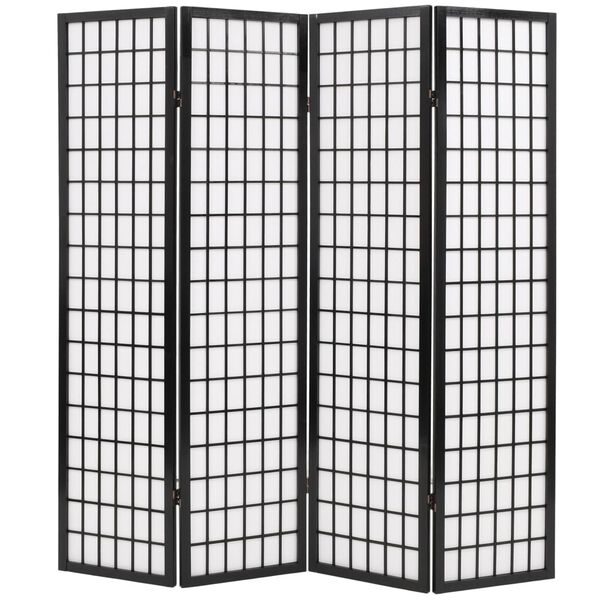 vidaXL Folding 4-Panel Room Divider Japanese Style 160x170 cm Black