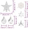 vidaXL 70 Piece Christmas Bauble Set Silver and White