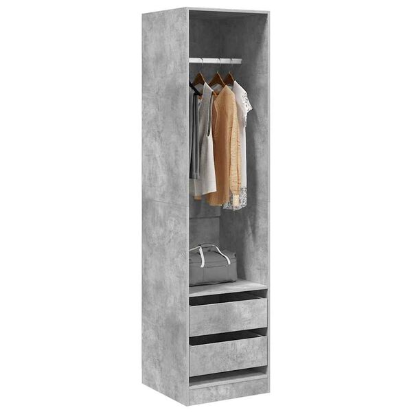 vidaXL Wardrobe with Drawers Concrete Grey 50x50x200 cm Engineered Wood