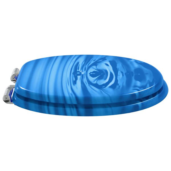 vidaXL Toilet Seat 2 pcs Blue Drop 44 x 38 cm MDF board