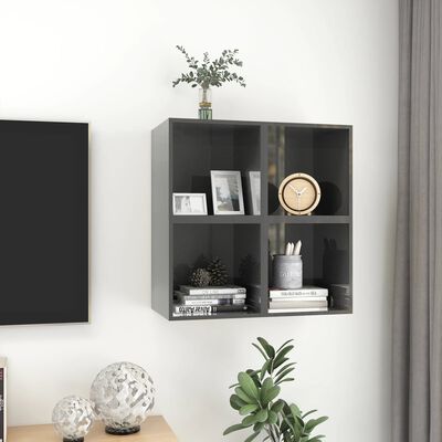 vidaXL Wall Cabinets 4 pcs High Gloss Grey 37x37x37 cm Chipboard