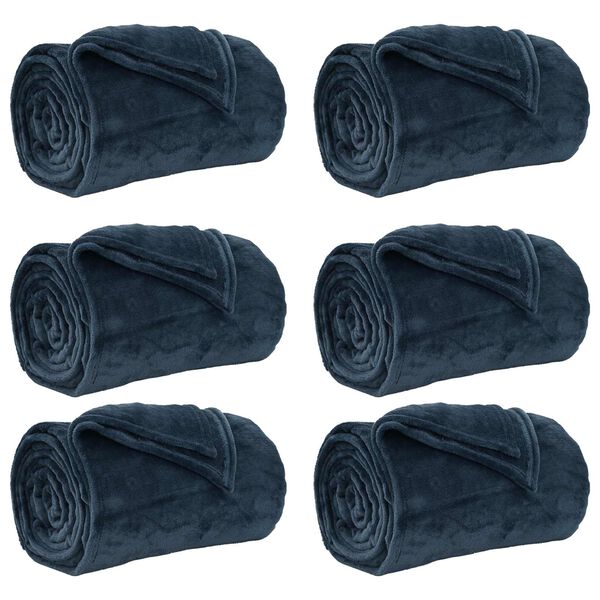 vidaXL Throw Blankets 6 pcs Navy Blue 130 x 150 cm Fleece