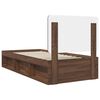 vidaXL Bed Frame with Headboard Brown Oak 75 x 190 cm Solid Pine Wood