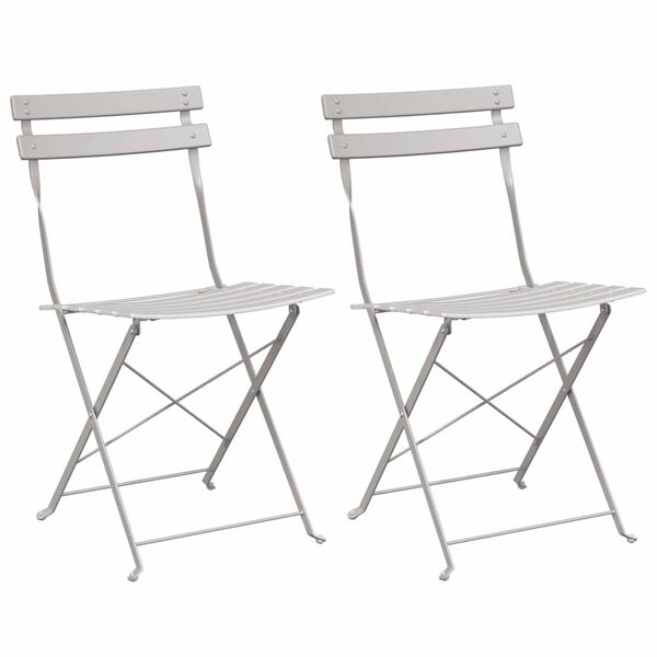 vidaXL Garden Folding Chair Folding 2 pcs Beige 42 x 46 x 82cm Metal
