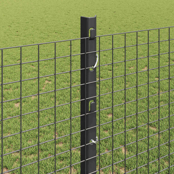vidaXL Fence with Post Grey 1.2 x 10 m Steel and PVC
