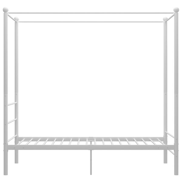 vidaXL Canopy Bed Frame without Mattress White Metal 90x200 cm