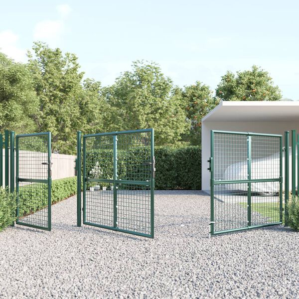 vidaXL Mesh Garden Gate Green 400x125 cm Galvanised Steel