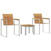 vidaXL Sun Lounger 3 pcs Solid Teak Wood and Stainless Steel Brown