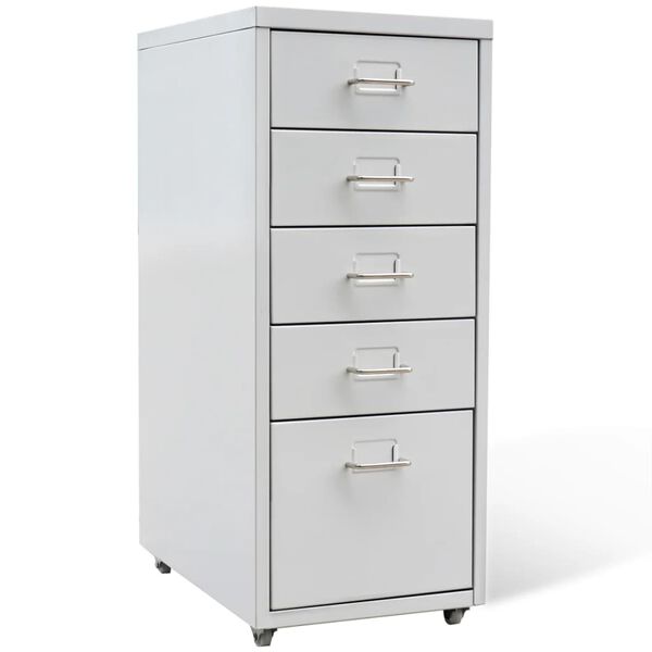vidaXL File Cabinet with 5 Drawers Grey 68.5 cm Steel