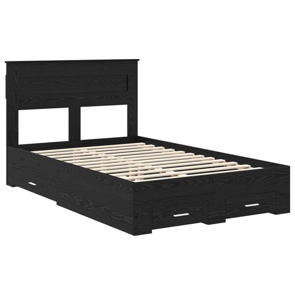 vidaXL Bed Frame with Headboard Black Oak 135 x 190 cm Engineered Wood