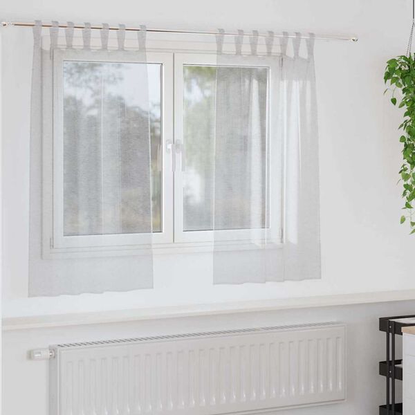 vidaXL Voile Curtain 2 pcs Light Grey 140 x 140 cm Polyester