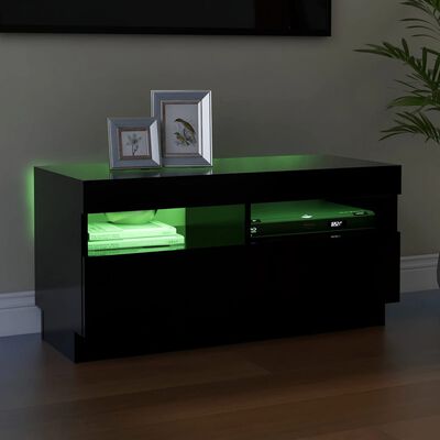 vidaXL TV Cabinet with LED Lights Black 80x35x40 cm