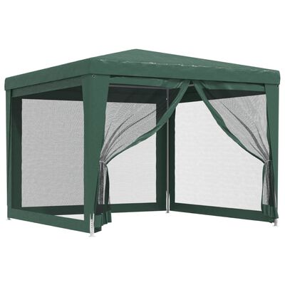 vidaXL Party Tent with 4 Mesh Sidewalls Green 3x3 m HDPE