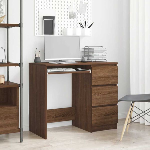 vidaXL Desk Brown Oak 90x45x76 cm Engineered Wood