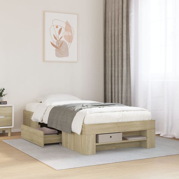 vidaXL Bed Frame without Mattress Sonoma Oak 100x200 cm Engineered Wood