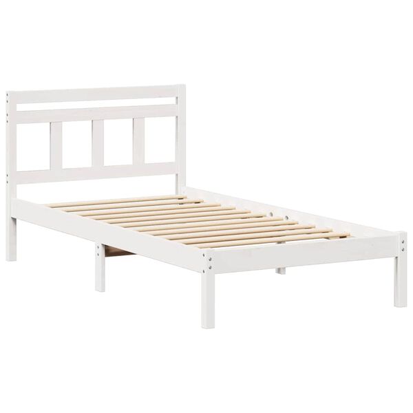 vidaXL Bed Frame White 90 x 200 cm Solid Pine Wood