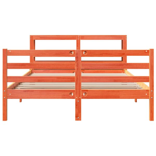 vidaXL Bed Frame without Mattress Wax Brown 140x190 cm Solid Wood Pine
