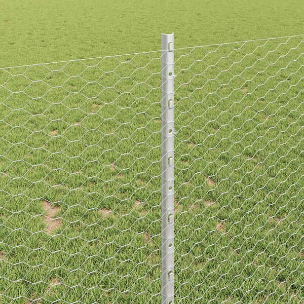 vidaXL Fence with Post Silver 1 x 50 m Steel