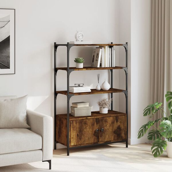 vidaXL Bookcase 3-Tier Smoked Oak 70x30x109.5 cm Engineered Wood