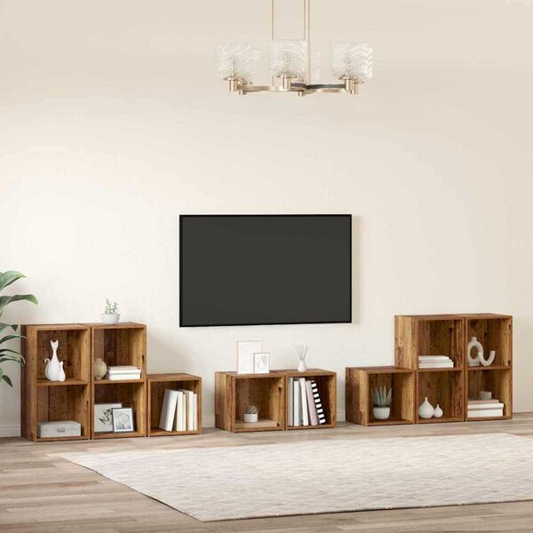 vidaXL TV Cabinet Set Wall-mounted 8 pcs Old Wood Engineered Wood
