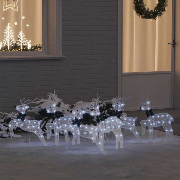 vidaXL LED Reindeers 6 pcs White Fabric