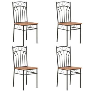 vidaXL Dining Chair | Set of 4 | Brown and black | MDF and Steel | Standard