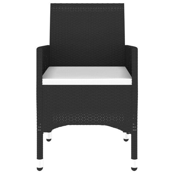 vidaXL 3 Piece Garden Bistro Set Poly Rattan and Tempered Glass Black