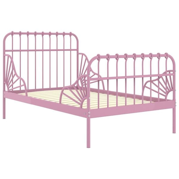 vidaXL Extendable Bed Frame without Mattress Pink Metal 80x130/200 cm