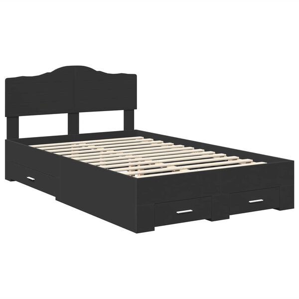 vidaXL Bed Frame with Headboard Black 135 x 190 cm Engineered Wood