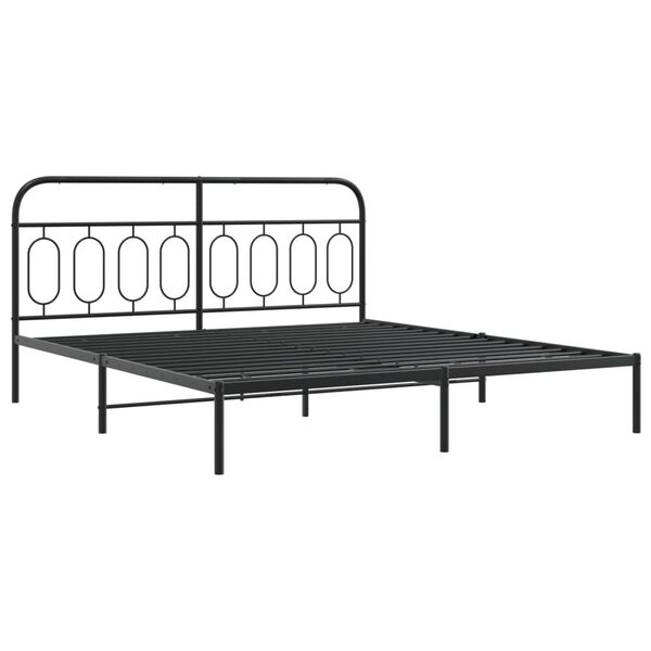 vidaXL Metal Bed Frame without Mattress with Headboard Black 180x200cm