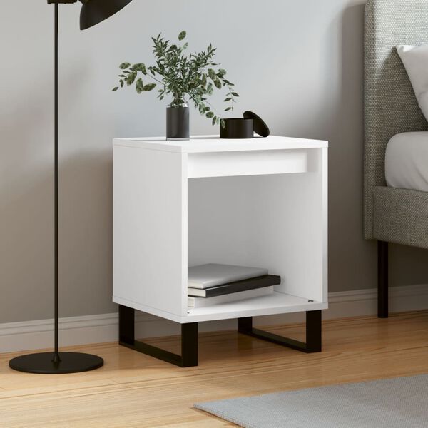 vidaXL Bedside Cabinet White 40x35x50 cm Engineered Wood