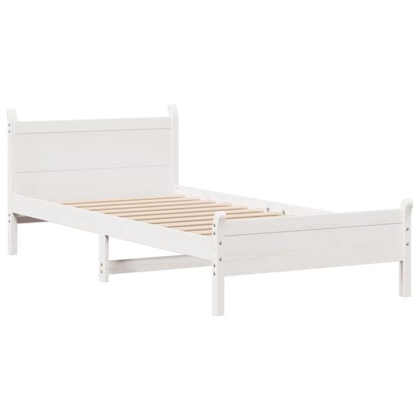 vidaXL Bed Frame without Mattress White 90x190 cm Single Solid Wood Pine